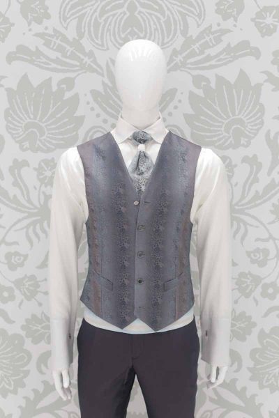 Waistcoat vest grey blue fashion wedding suit cloud grey made in Italy 100% by Cleofe Finati