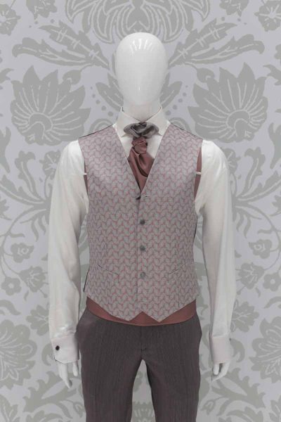 Waistcoat vest dark rosé fashion wedding suit seal brown 100% made in Italy by Cleofe Finati