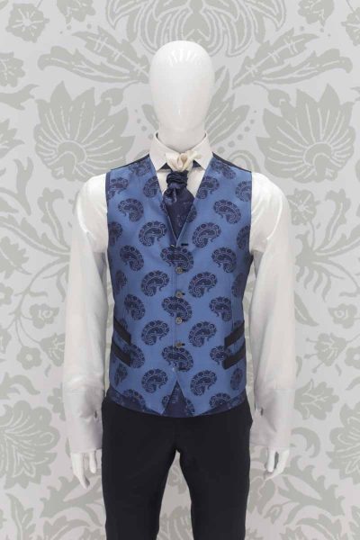 Waistcoat vest metal blue fashion wedding suit midnight blue 100% made in Italy by Cleofe Finati