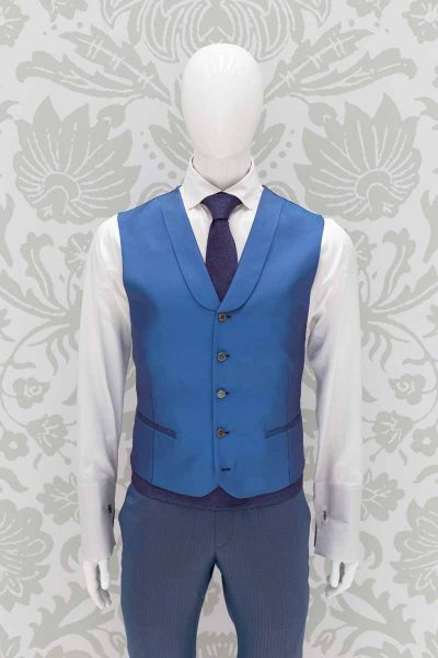 Sky blue classic wedding suit 100% made in Italy by Cleofe Finati