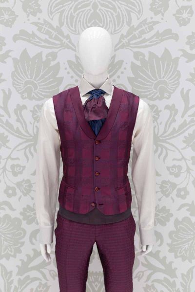 Waistcoat vest glamour suit burgundy red 100% made in Italy by Cleofe Finati