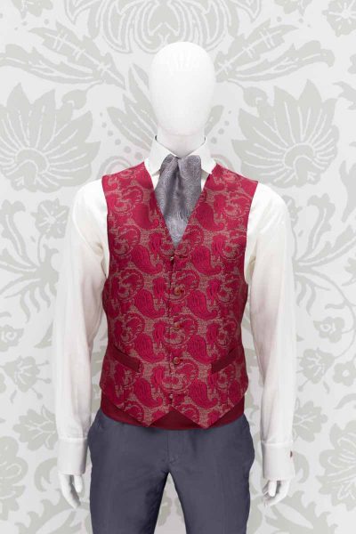 Waistcoat vest glamour men’s suit lead and red 100% made in Italy by Cleofe Finati