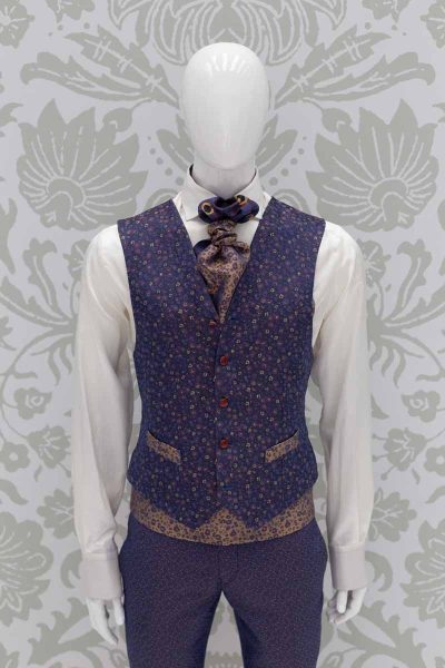 Waistcoat vest men’s suit glamour navy blue 100% made in Italy by Cleofe Finati