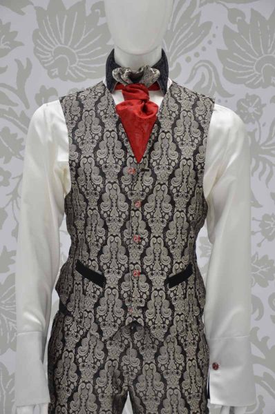 Waistcoat vest glamour men's suit black ruby red ecru 100% made in Italy by Cleofe Finati