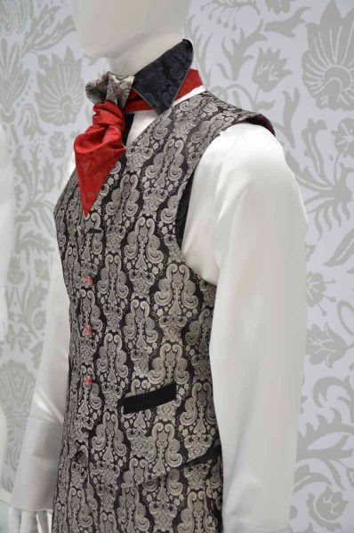 Waistcoat vest glamour men's suit black ruby red ecru 100% made in Italy by Cleofe Finati