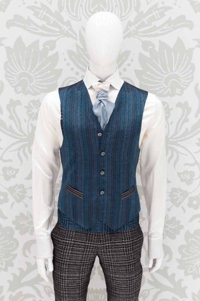 Waistcoat vest glamour men's suit blue black 100% made in Italy by Cleofe Finati