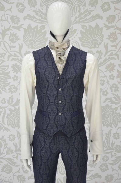 Waistcoat vest glamour men's suit midnight blue ecru 100% made in Italy by Cleofe Finati