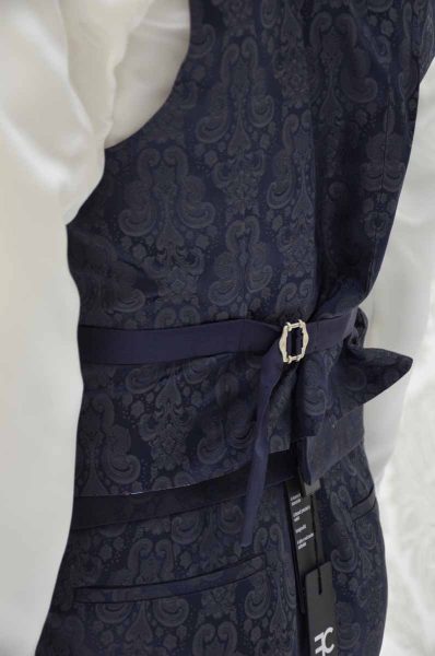 Waistcoat vest glamour men's suit midnight blue ecru 100% made in Italy by Cleofe Finati