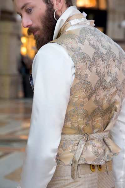 Camicia panna abito da uomo glamour oro made in Italy 100% by Cleofe Finati