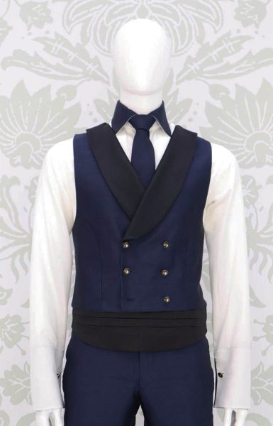 Waistcoat vest glamour men's suit blue 100% made in Italy by Cleofe Finati