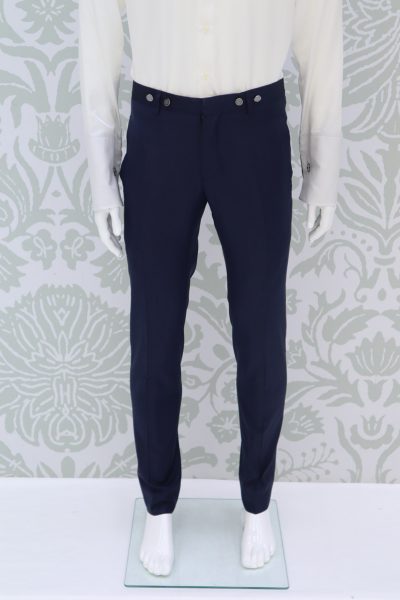 Fashion lightning blue wedding suit trousers 100% made in Italy                                       by Cleofe Finati