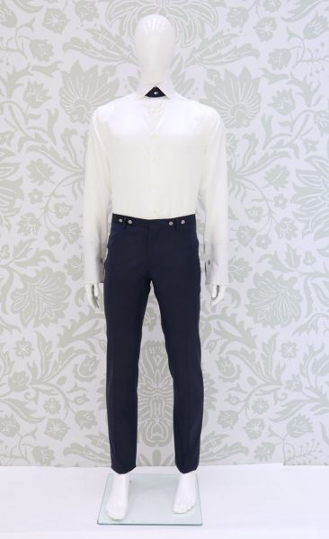 Navy blue fashion wedding suit trousers 100% made in Italy by Cleofe Finati