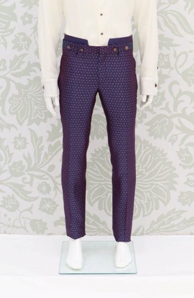 Glamorous men's luxury trousers 100% blue purple made in Italy by Cleofe Finati