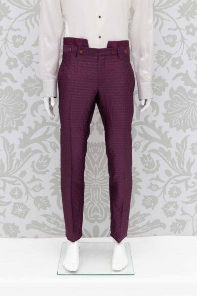 Burgundy red maroon men’s suit trousers 100% made in Italy by Cleofe Finati