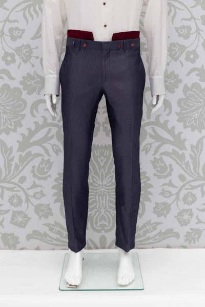 Lead red glamour men’s suit trousers 100% made in Italy by Cleofe Finati