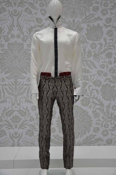 Pantalone abito da uomo glamour nero rosso rubino ecru made in Italy 100% by Cleofe Finati