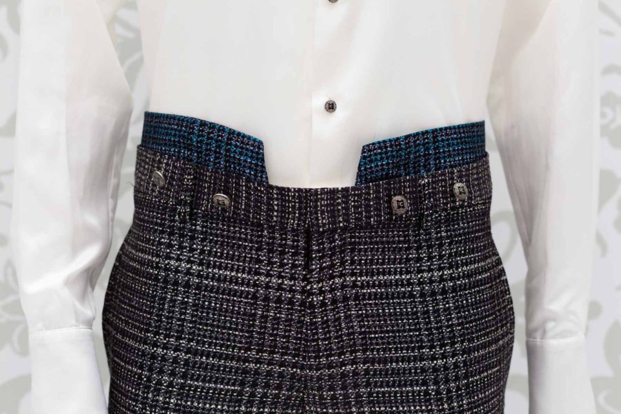 Glamorous men's suit trousers luxury blue black 100% made in Italy by Cleofe Finati