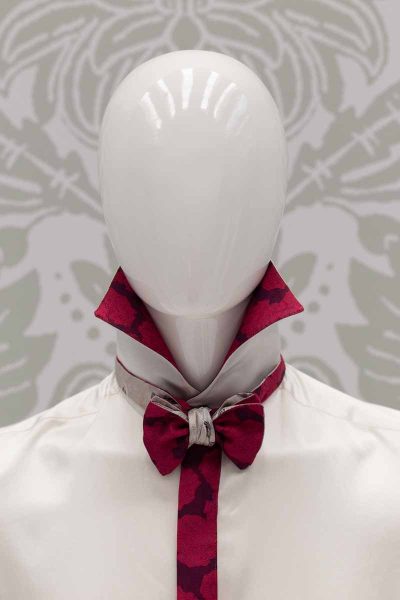 Bordeaux white dandy burgundy bow tie glamour men's suit pomace burgundy turquoise 100% made in Italy by Cleofe Finati