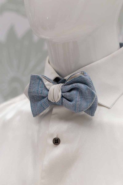 Papillon punta bianco azzurro abito da uomo glamour blu nero made in Italy 100% by Cleofe Finati