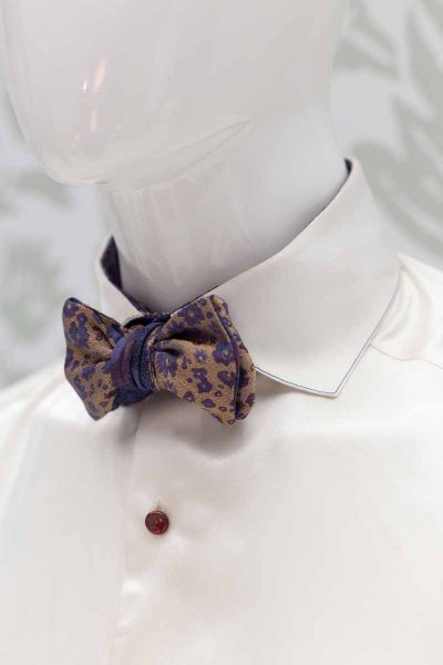 Papillon dandy blu ocra abito da uomo glamour blu navy made in Italy 100% by Cleofe Finati