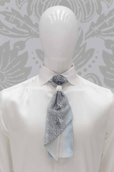 Grey blue Ascot cloud grey fashion wedding suit 100% made in Italy by Cleofe Finati