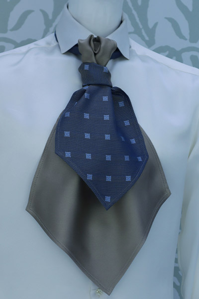 Plastron blu azzurro beige dorato abito da sposo fashion blu navy made in Italy 100% by Cleofe Finati