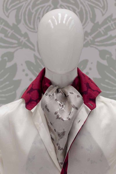 Plastron dandy bianco bordeaux abito da uomo glamour vinaccia bordeaux turchese made in Italy 100% by Cleofe Finati