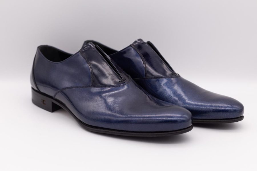 Scarpe uomo pantofole blu navy abito da sposo fashion blu navy made in Italy 100% by Cleofe Finati