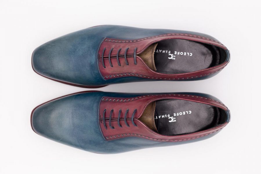 Blue and Barolo lace-up shoes, glamour men’s suit grey green blue 100% made in Italy by Cleofe Finati