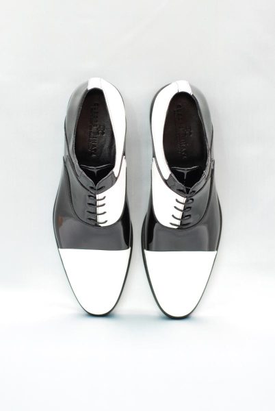 White and black lace-up shoes glamour men's suit black and silver white 100% made in Italy by Cleofe Finati