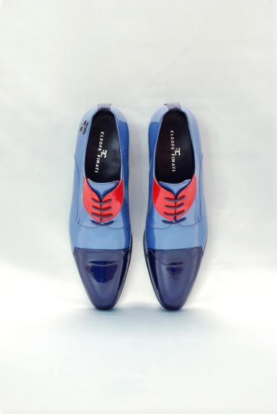 Light blue lace-up shoes glamour men's suit light blue and midnight blue 100% made in Italy by Cleofe Finati