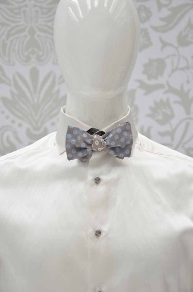 Light blue cream dandy bow tie glamour men’s suit light blue sand 100% made in Italy by Cleofe Finati