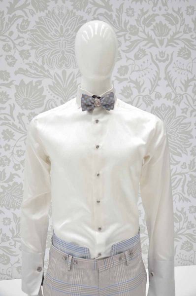 Light blue cream dandy bow tie glamour men’s suit light blue sand 100% made in Italy by Cleofe Finati