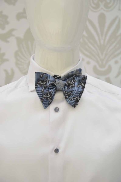 Blue black bow tie glamour men's suit blue white black 100% made in Italy by Cleofe Finati