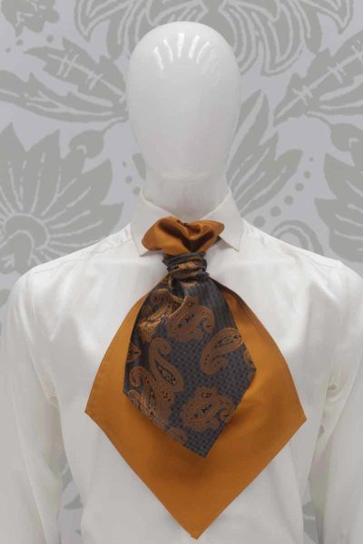 Anthracite grey ochre dandy Ascot glamour men's suit anthracite grey and golden ochre 100% made in Italy by Cleofe Finati