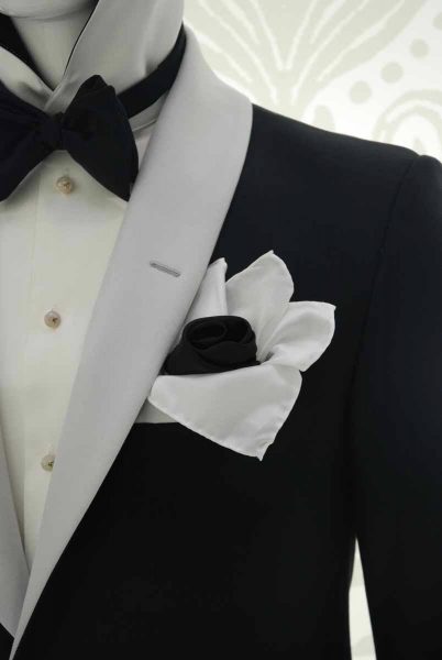 Black bow tie glamour men's black and silver white 100% made in Italy by Cleofe Finati