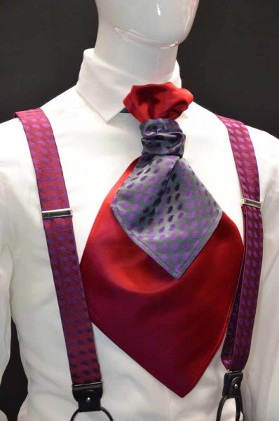 Plastron dandy rosso prugna abito da uomo glamour blu grigio made in Italy 100% by Cleofe Finati