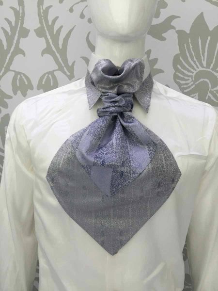 Light blue and pearl grey double Ascot glamour men’s suit midnight blue made in Italy suit 100% by Cleofe Finati