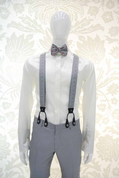 Hound’s tooth bow tie glamour men’s suit black and white 100% made in Italy by Cleofe Finati