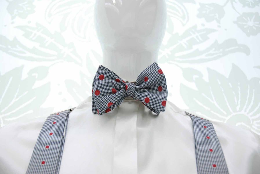 Papillon in Pied de Poule abito da uomo glamour bianco e nero made in Italy 100% by Cleofe Finati