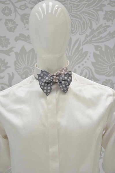 Sand and cream aviation blue double bow tie glamour suit white and sand 100% made in Italy by Cleofe Finati