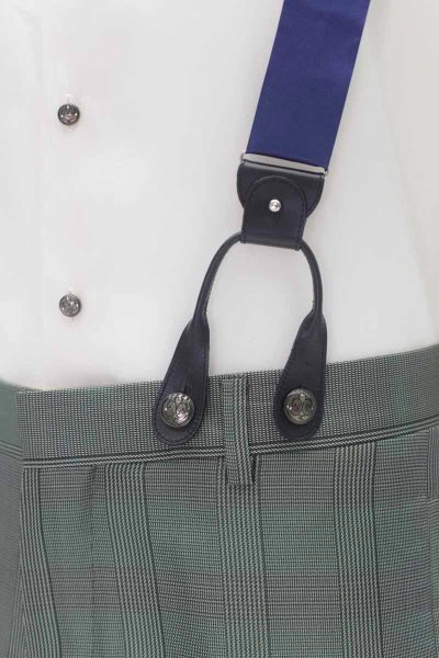 Glamorous grey green blue luxury men's suit suspenders 100% made in Italy by Cleofe Finati