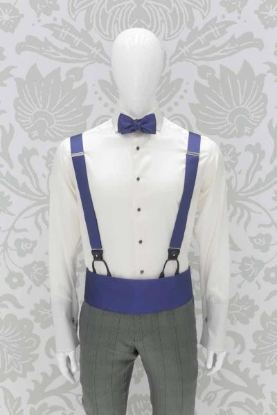 Glamorous grey green blue luxury men's suit suspenders 100% made in Italy by Cleofe Finati