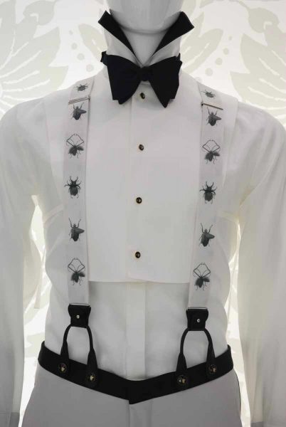 White suspender white glamour men's black and silver white 100% made in Italy by Cleofe Finati