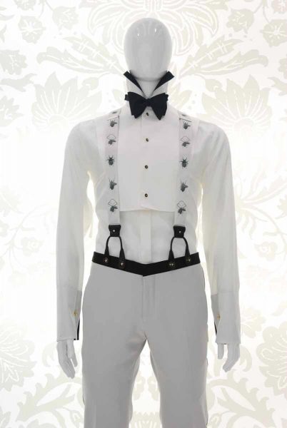 White suspender white glamour men's black and silver white 100% made in Italy by Cleofe Finati