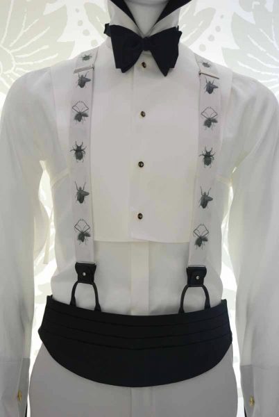 White suspender white glamour men's black and silver white 100% made in Italy by Cleofe Finati