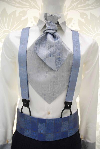 Suspenders grey blue glamour men’s suit midnight blue 100% made in Italy by Cleofe Finati