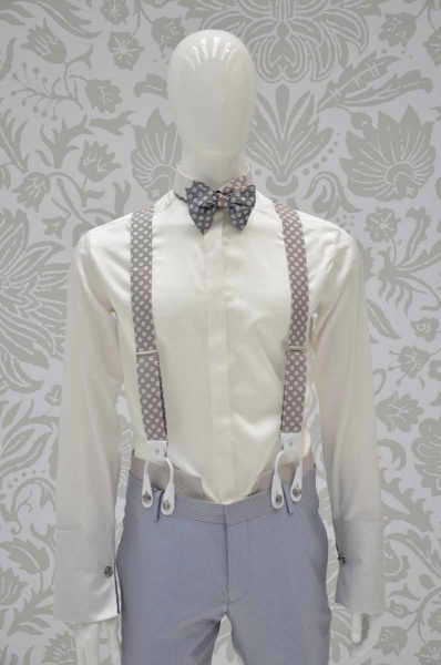 Cream sand suspenders glamour men’s suit white and sand 100% made in Italy by Cleofe Finati