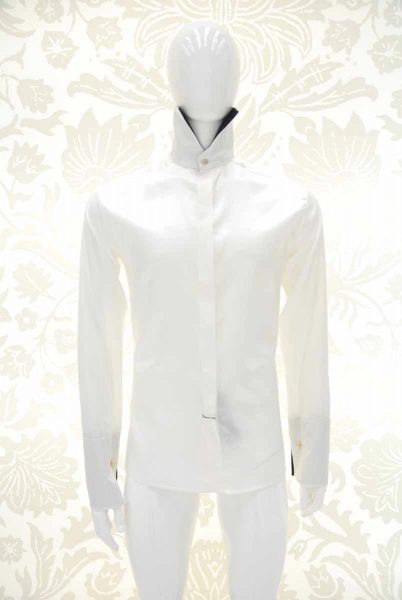 Cream shirt glamour men's suit black and silver white 100% made in Italy by Cleofe Finati