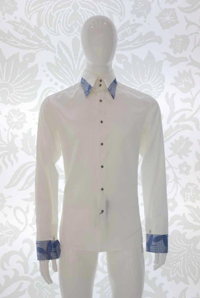 Camicia panna abito da uomo glamour azzurro e blu notte made in Italy 100% by Cleofe Finati